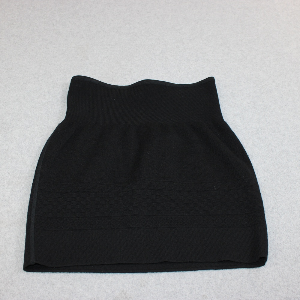 Wolford Mini Skirt Women Small Black Knit Elastic Wool Blend Austria Stretchy